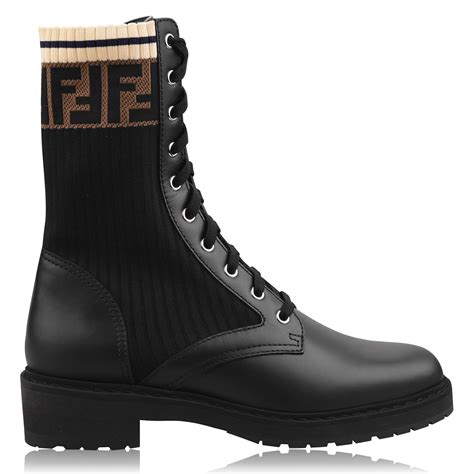 fendi rockoko sock boots|rockoko knit leather combat boots.